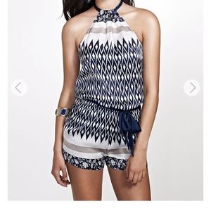 NWOT Guess Blue Geometric Floral Romper sz S
